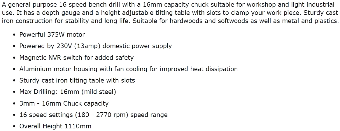מקדחת עמוד רצפתית SIP 01704